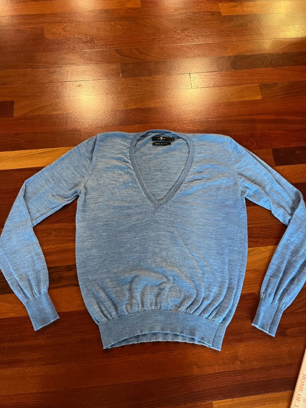 7 For All Mankind Light Blue V-Neck Sweater